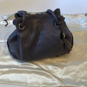 Furla Grey Leather Silver Handle Satchel